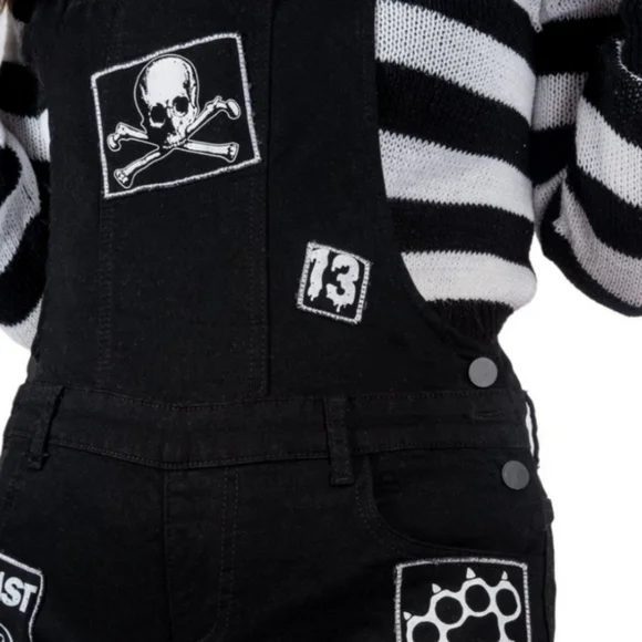 🆕️🆑️ Too Fast DIY Punk Patch Black Denim Overalls | Sew-On Cotton Patches - Picture 9 of 15